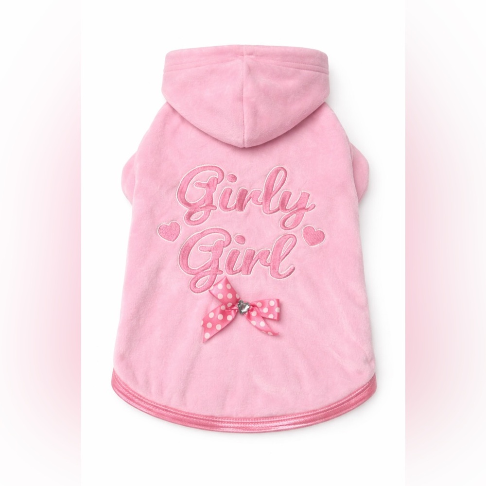 Puppy Love Pink Dog Sweatshirt Hoodie Size M Girly Girl Bow